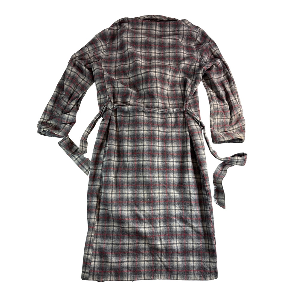 Vintage 1950s Pendleton Wool Robe Gray Red Plaid Shaw… - Gem